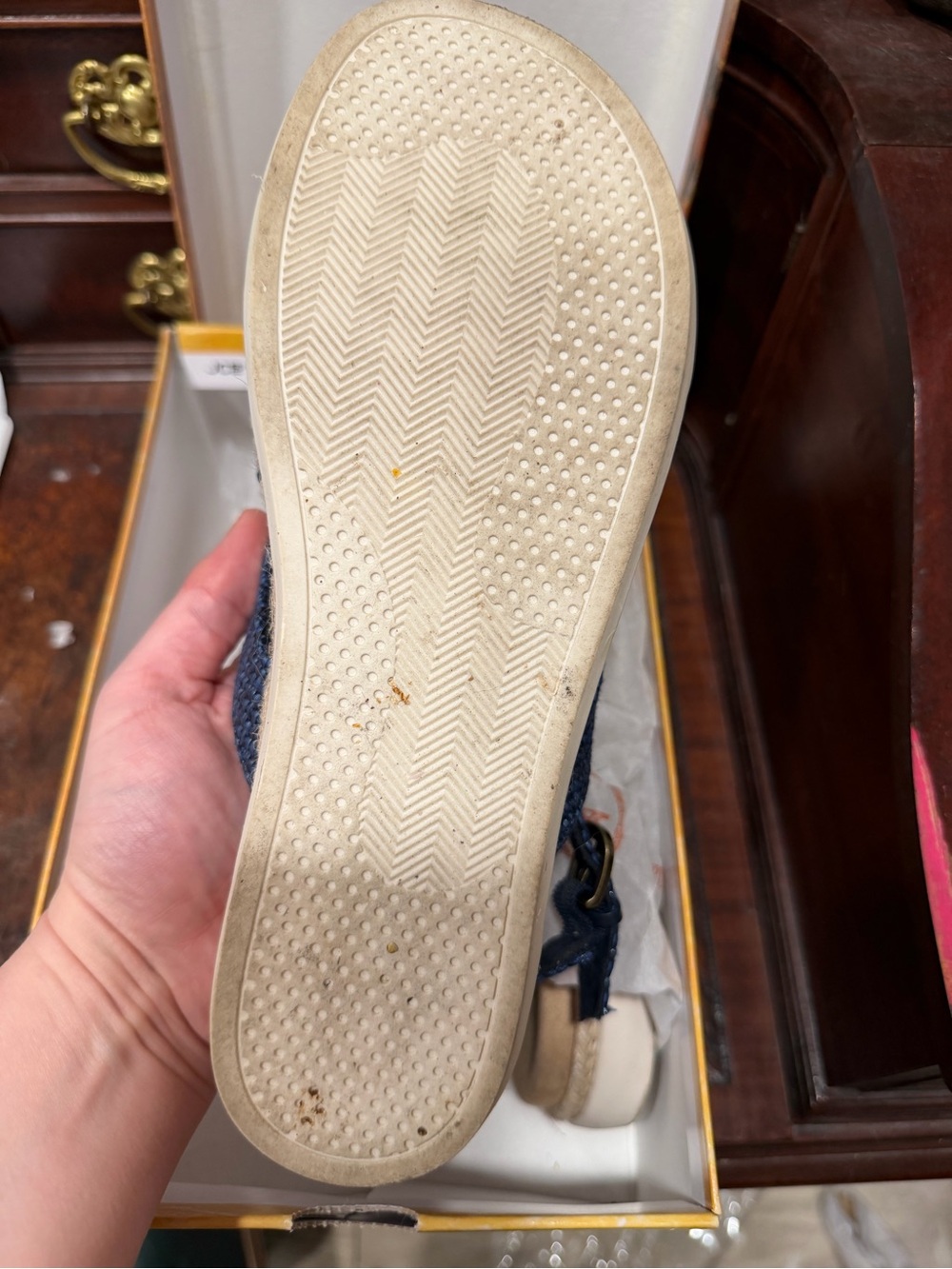 Bella Vita Navy Woven Slingback Sandals - Picture 5 of 8